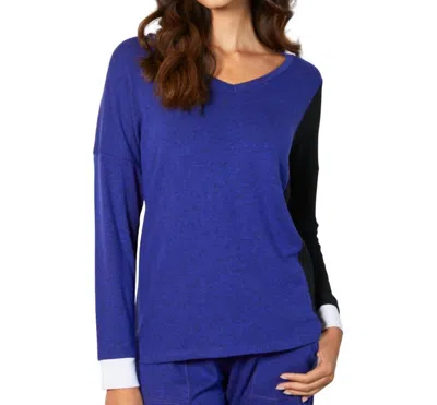 French Kyss V-neck Top In Indigo Combo In Blue