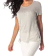 French Kyss Vivienna Side Tie Up Top In Silver In Silver