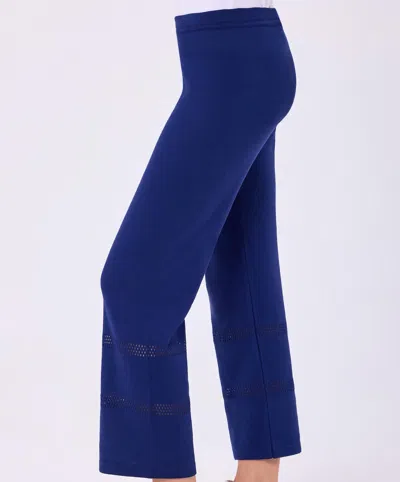 French Kyss Women's Crochet Detail Pant In Navy In Blue