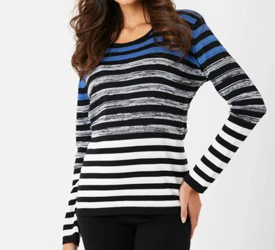 French Kyss Women's Stripe Scoop Neck Top In Denim Multi