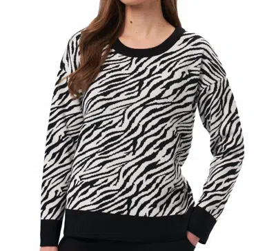 French Kyss Zebra Print Scoop Neck Top In Black/white