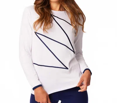 French Kyss Zig Zag Sweater In White/navy