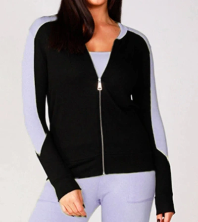 French Kyss Zip Bomber Jacket In Black/lilac