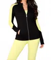 French Kyss Zip Bomber Jacket In Black/lime In Multi