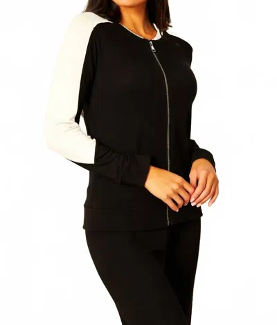 French Kyss Zip Bomber Jacket In Black/white