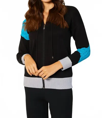 French Kyss Zip Hoodie Knit Cardigan In A/s In Black