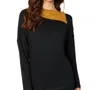 French Kyss Zip Neck Top In Black/mango In Multi
