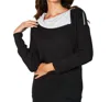 FRENCH KYSS ZIP NECK TOP IN BLACK/SLATE