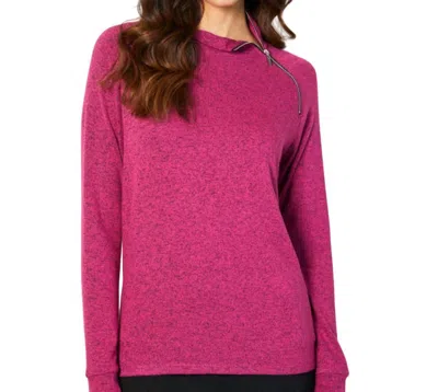 French Kyss Zip Neck Top In Rose In Pink
