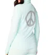 French Kyss Zip Peace Hoodie In Mist In Grey