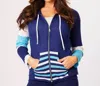 French Kyss Zip Up Hoodie Cardigan In Navy/multi In Blue
