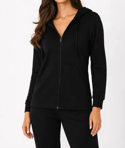 French Kyss Zip Up Hoodie Jacket In Black
