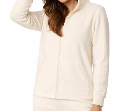 French Kyss Zip Up Hoodie Jacket In Ivory In White