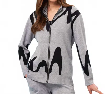 French Kyss Zip Up Jacket In Slate/black In Multi