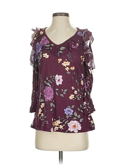 Pre-owned French Laundry 3/4 Sleeve Blouse In Burgundy