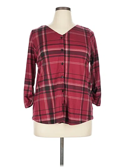 Pre-owned French Laundry 3/4 Sleeve Blouse In Burgundy