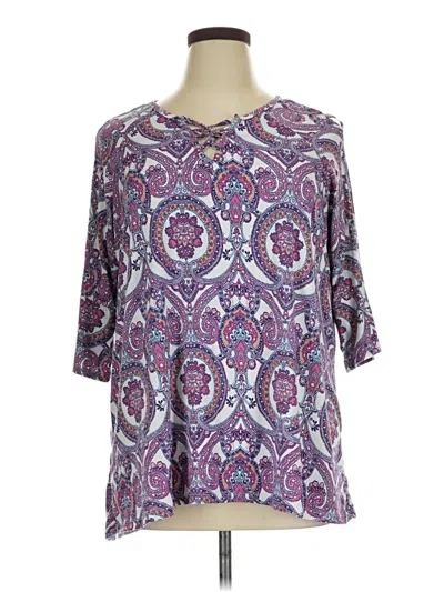 Pre-owned French Laundry 3/4 Sleeve Blouse In Purple