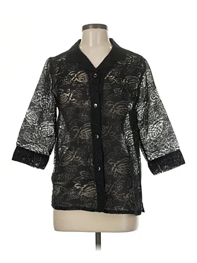 Pre-owned French Laundry 3/4 Sleeve Button Down Shirt In Black