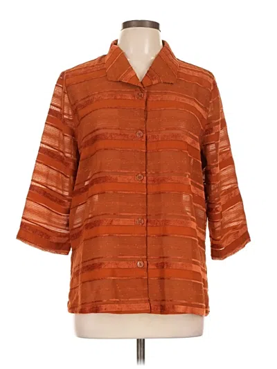 Pre-owned French Laundry 3/4 Sleeve Button Down Shirt In Orange