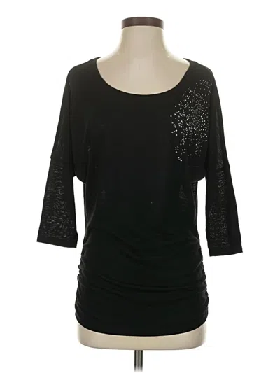 Pre-owned French Laundry 3/4 Sleeve Top Black Scoop Neck Tops