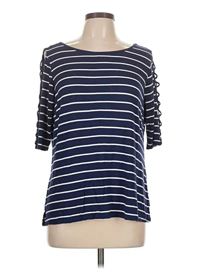 Pre-owned French Laundry 3/4 Sleeve Top Blue Boatneck Tops