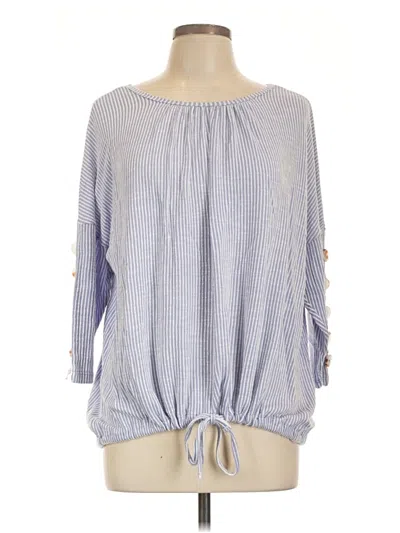 Pre-owned French Laundry 3/4 Sleeve Top Blue Boatneck Tops