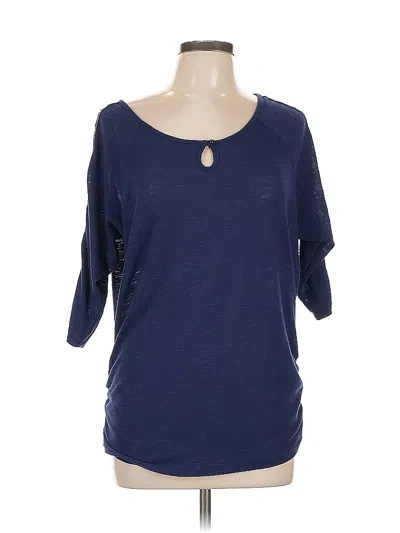 Pre-owned French Laundry 3/4 Sleeve Top Blue Keyhole Neckline Tops
