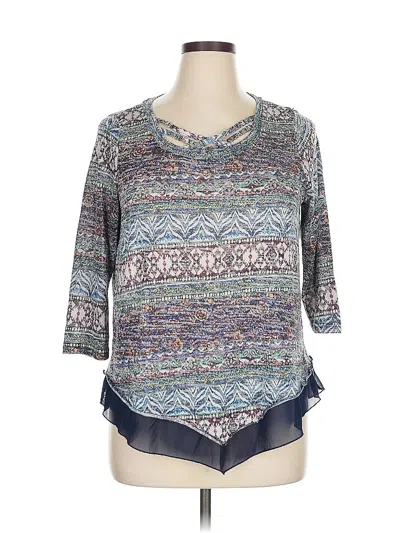 Pre-owned French Laundry 3/4 Sleeve Top Blue Scoop Neck Tops