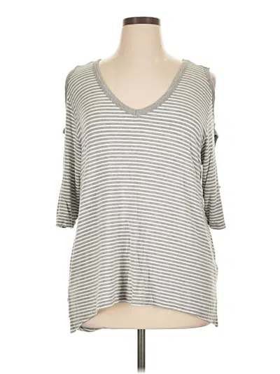 Pre-owned French Laundry 3/4 Sleeve Top Gray Cold Shoulder Neckline Tops