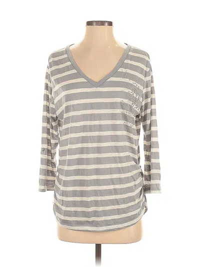 Pre-owned French Laundry 3/4 Sleeve Top Gray V Neck Tops