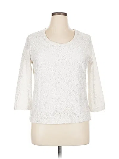 Pre-owned French Laundry 3/4 Sleeve Top Ivory Boatneck Tops In White