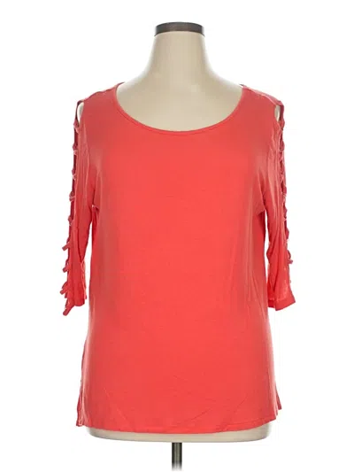 Pre-owned French Laundry 3/4 Sleeve Top Orange Cold Shoulder Neckline Tops