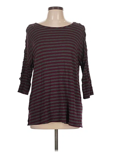 Pre-owned French Laundry 3/4 Sleeve T-shirt In Burgundy