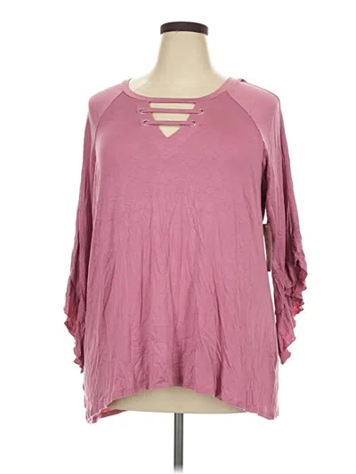 Pre-owned French Laundry 3/4 Sleeve T-shirt In Pink
