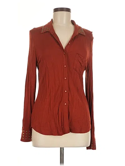 Pre-owned French Laundry Long Sleeve Blouse In Burgundy