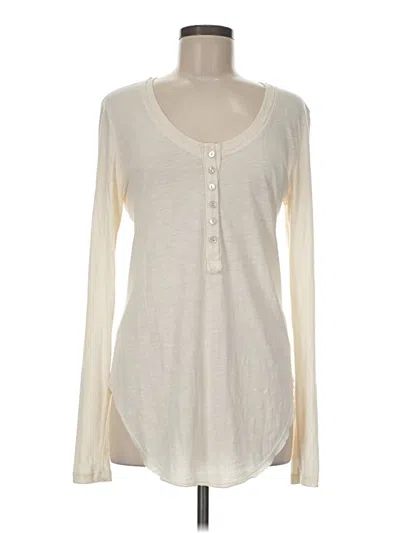 Pre-owned French Laundry Long Sleeve Henley Shirt In Ivory