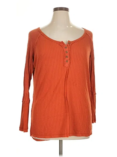 Pre-owned French Laundry Long Sleeve Henley Shirt In Orange
