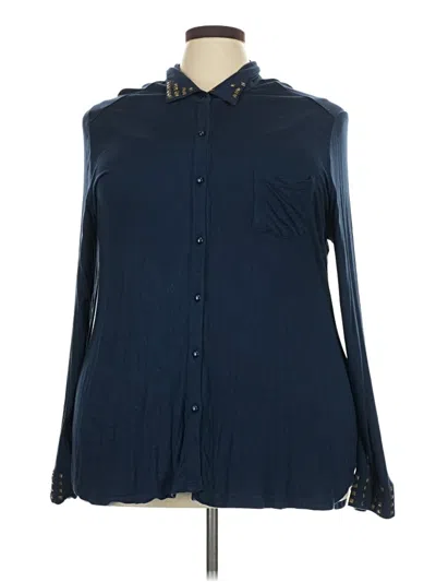 Pre-owned French Laundry Long Sleeve Polo Shirt In Blue