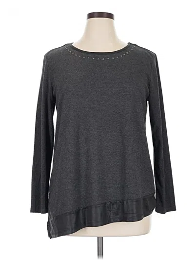 Pre-owned French Laundry Long Sleeve Top Gray Crew Neck Tops