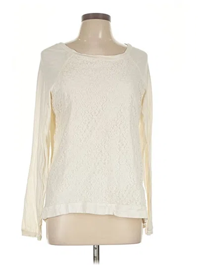 Pre-owned French Laundry Long Sleeve Top Ivory Boatneck Tops