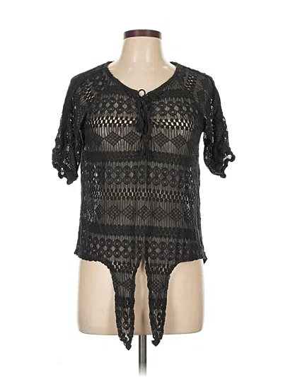 Pre-owned French Laundry Short Sleeve Blouse In Black