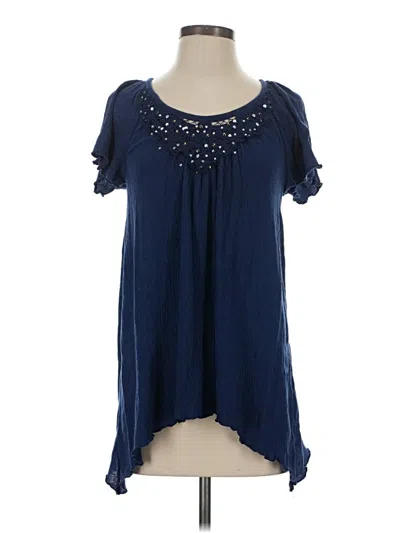 Pre-owned French Laundry Short Sleeve Blouse In Blue