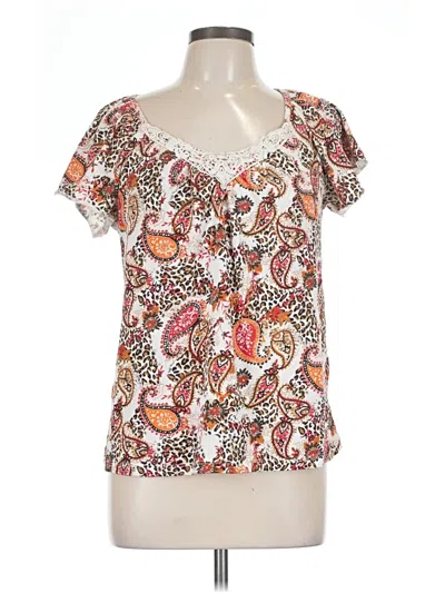 Pre-owned French Laundry Short Sleeve Blouse In Ivory