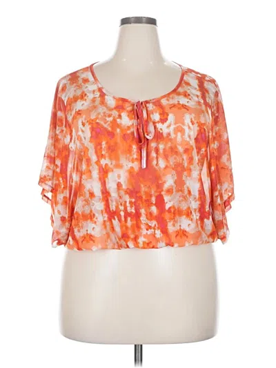 Pre-owned French Laundry Short Sleeve Blouse In Orange