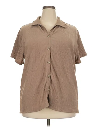 Pre-owned French Laundry Short Sleeve Blouse In Tan