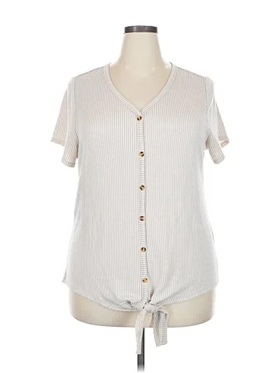 Pre-owned French Laundry Short Sleeve Henley Shirt In White