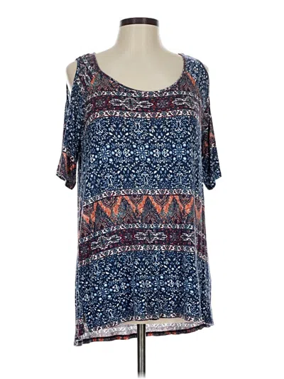 Pre-owned French Laundry Short Sleeve Top Blue Cold Shoulder Neckline Tops