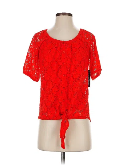 Pre-owned French Laundry Short Sleeve Top Red Keyhole Neckline Tops
