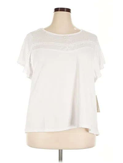 Pre-owned French Laundry Short Sleeve Top White Keyhole Neckline Tops