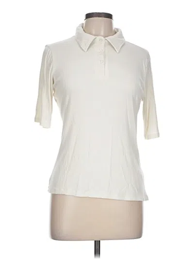 Pre-owned French Laundry Short Sleeve Turtleneck In Ivory